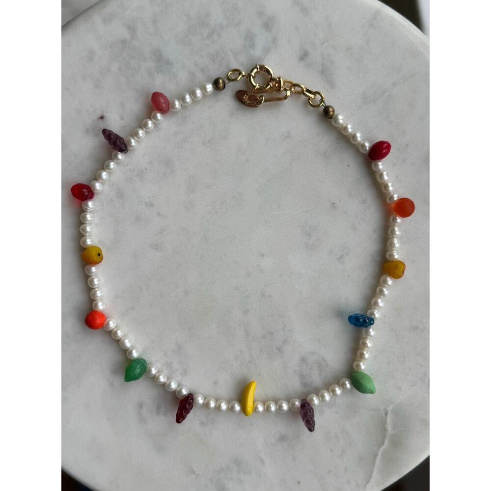 Artist Meredith Waterstraat Pearl and Fruit Necklace, Tutti Frutti Fun!